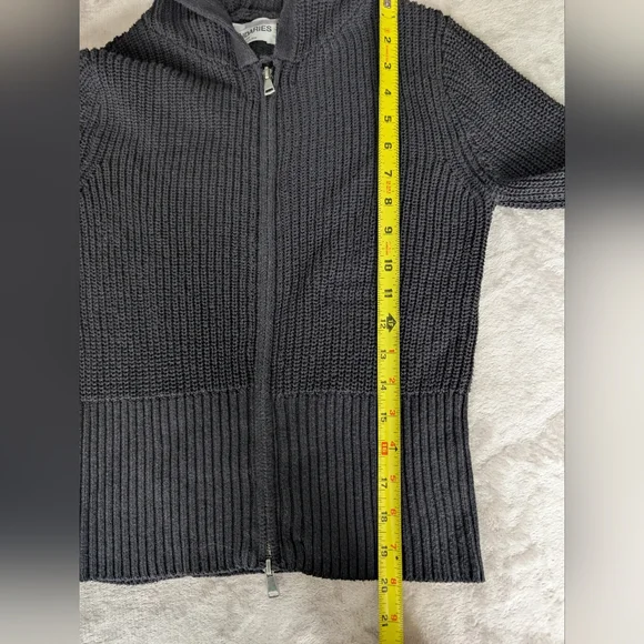 Hooded Black Zip Up Sweater Cardigan Cable Knit Minimal Soft Girl Acubi XS - Picture 9 of 10